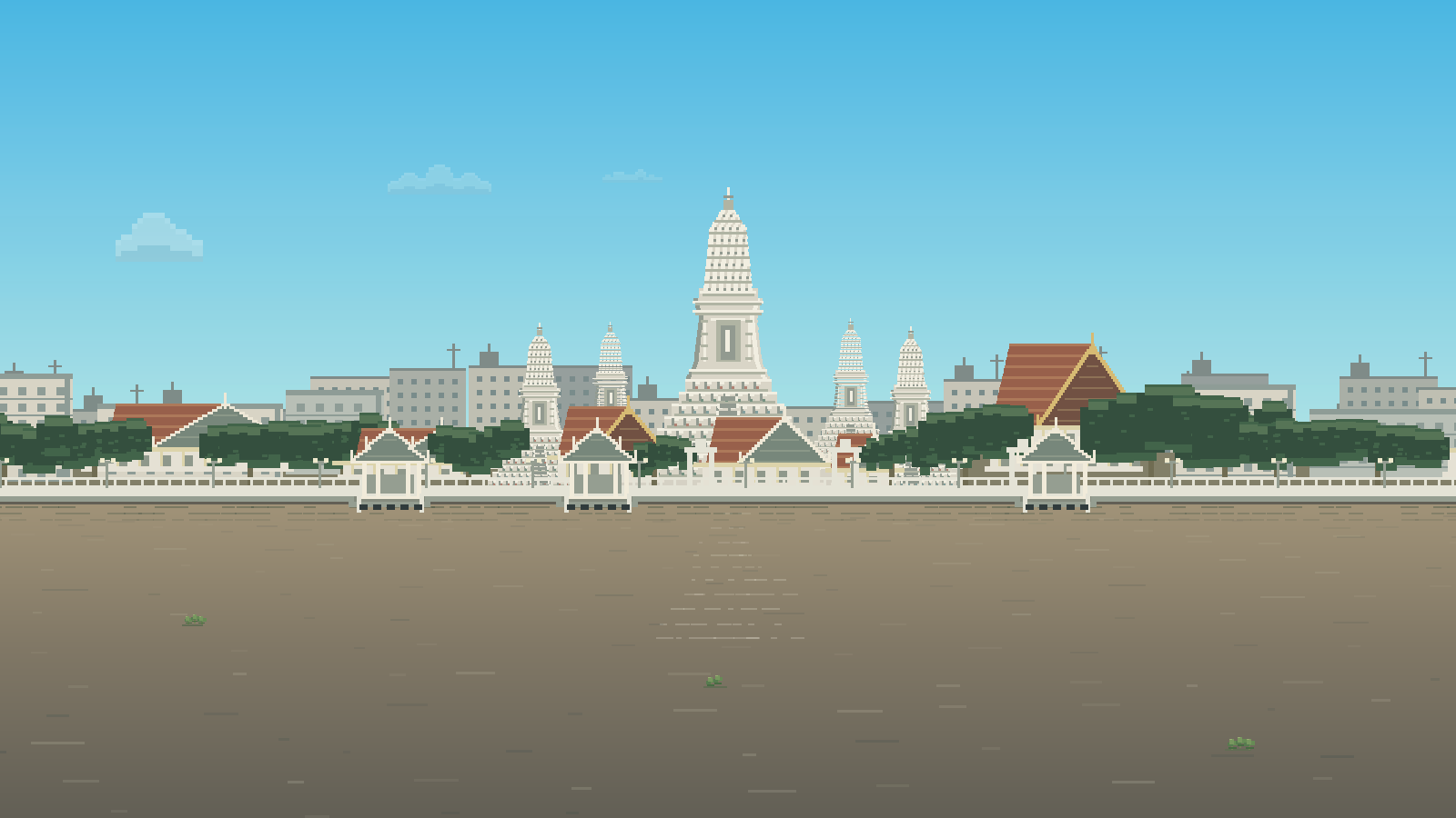 Pixel art preview of the Bangkok — Chao Phraya scene. (Day)