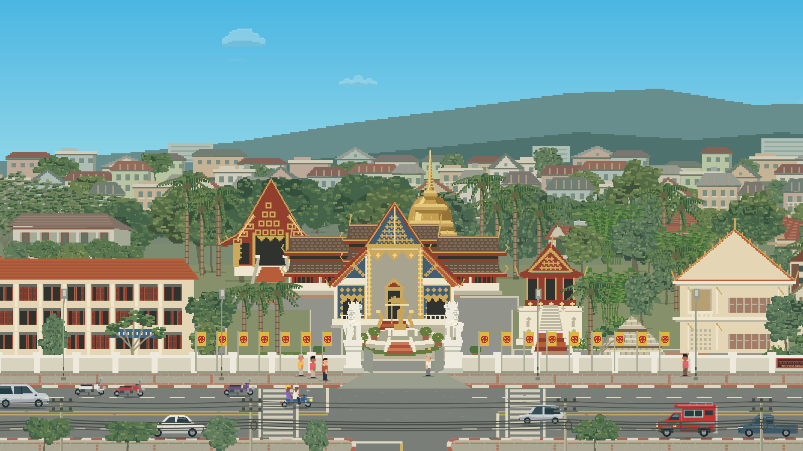 Pixel-Art-Vorschau der Szene Chiang Mai — Wat Phra Singh. (Tag)