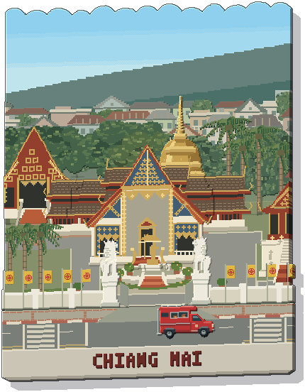Chiang Mai Wat Phra Singh in live pixel art — Pixel Ambience